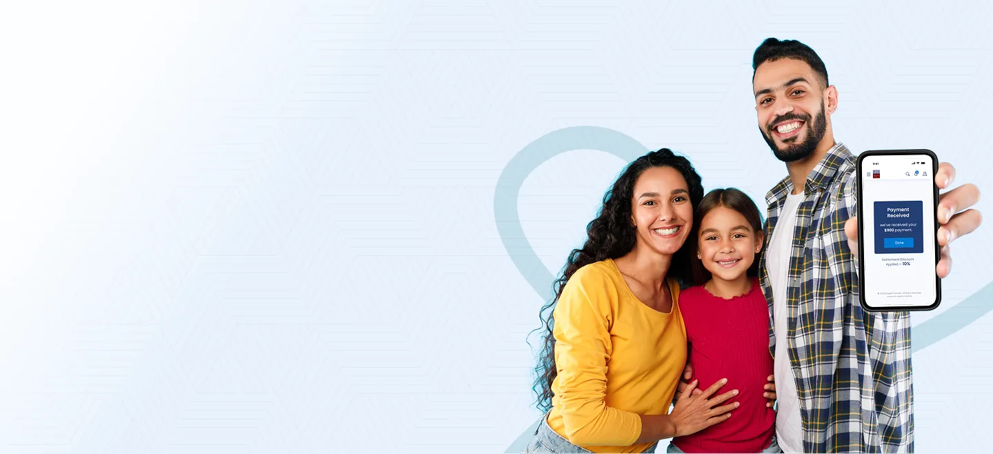 Main banner of a family showing phone with JML Logo